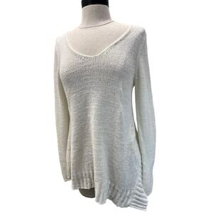 Eileen Fisher Sweater Womens XS White Like New Asymmetrical Hem Cotton Blend